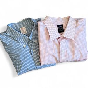 Brooks Brothers Men’s Shirt Lot 18/37 19/38-39 Cotton Button Down pink blue